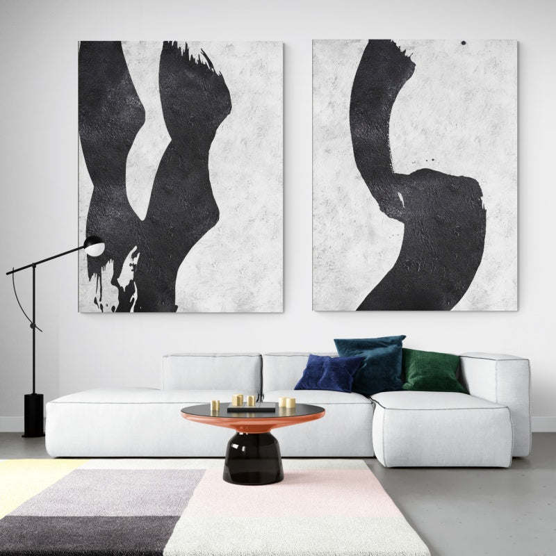 Modern Black and White Abstract Oil Painting for Contemporary Home Decor