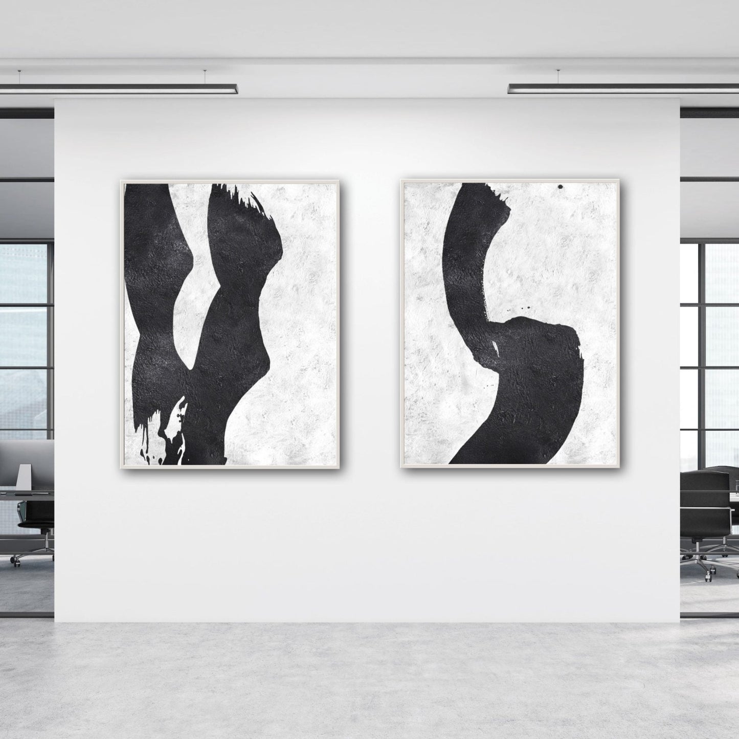 Modern Black and White Abstract Oil Painting for Contemporary Home Decor