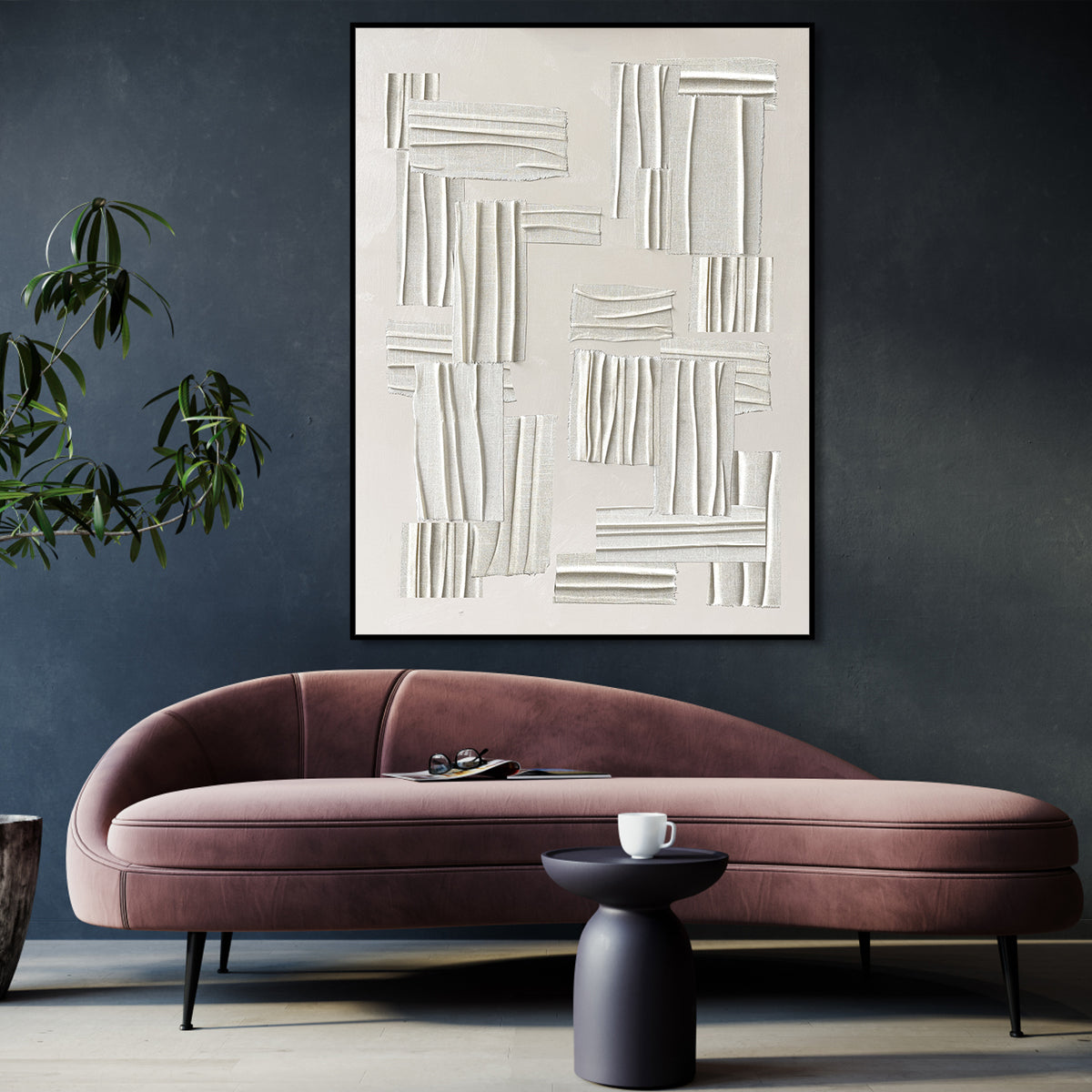 Modern Abstract White Textures Oil Painting for Contemporary Home Decor