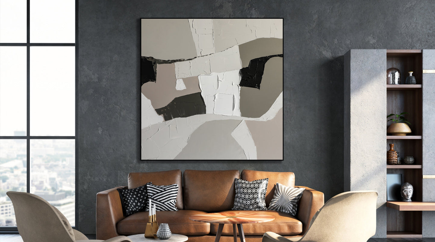 Abstract Textured Oil Painting for Modern Home Decor - Artistic Irregular Collection