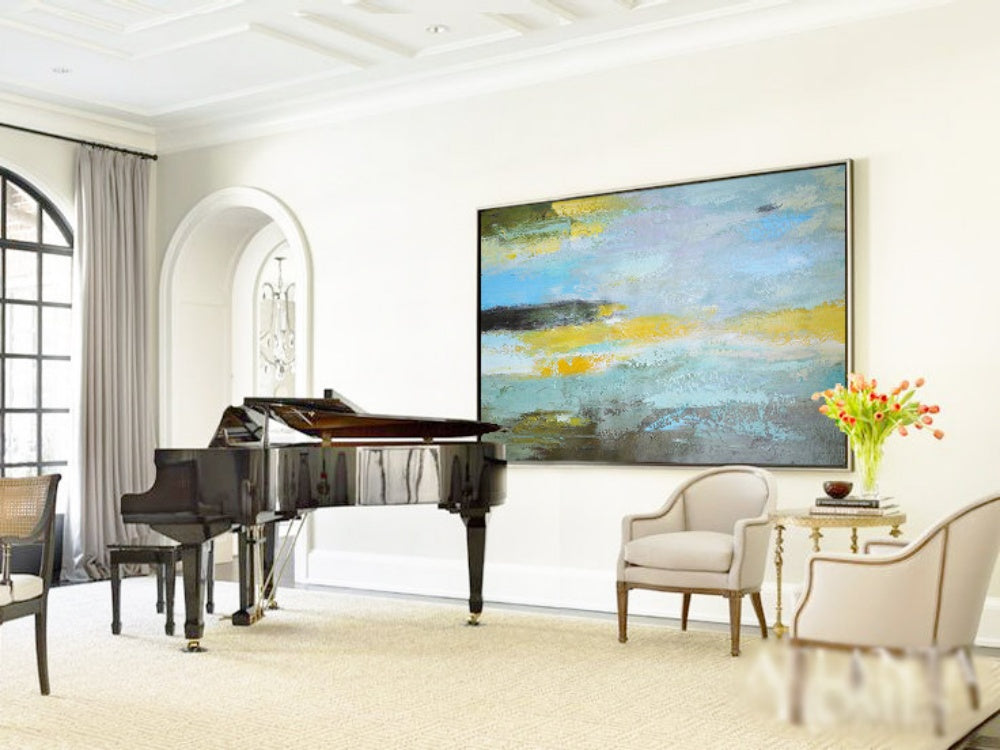Tranquil Abstract Landscape Oil Painting with Soft Dawn Colors