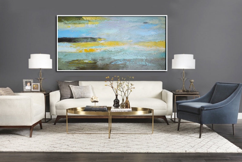 Tranquil Abstract Landscape Oil Painting with Soft Dawn Colors