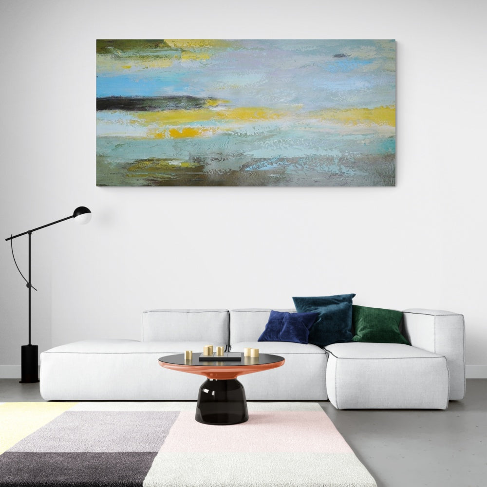 Tranquil Abstract Landscape Oil Painting with Soft Dawn Colors