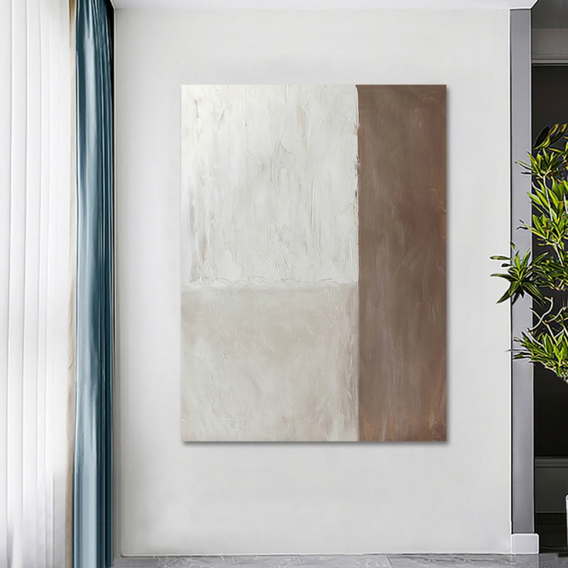 Serene Coastal Retreat: Minimalist Beach Oil Painting for Tranquil Home Decor
