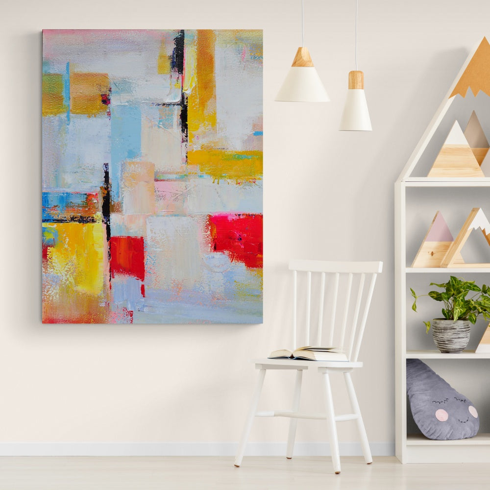 Vibrant Abstract Oil Painting: Love's Golden Light in Bold Colors