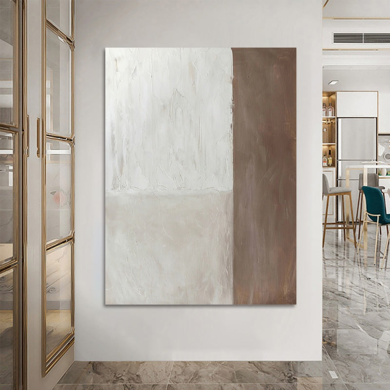 Serene Coastal Retreat: Minimalist Beach Oil Painting for Tranquil Home Decor
