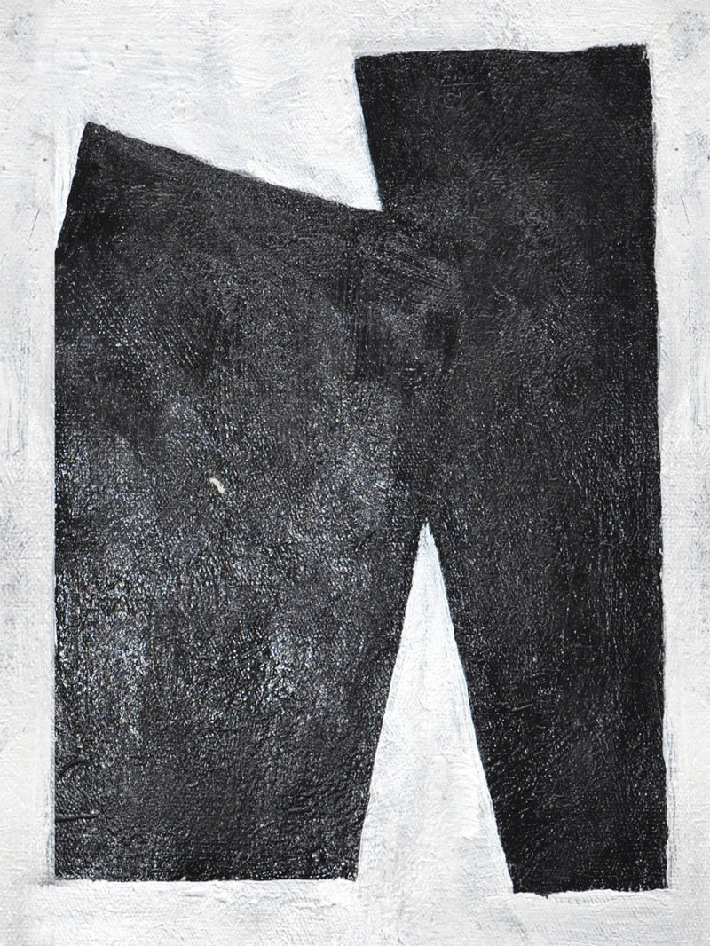 Bold Abstract Oil Painting in Monochrome Black and White for Modern Interiors