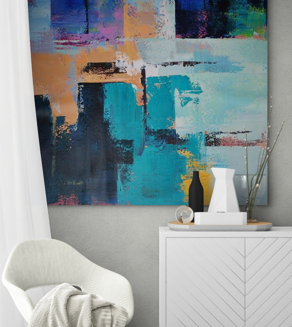 Vibrant Abstract Oil Painting for Modern Home Decor and Art Lovers