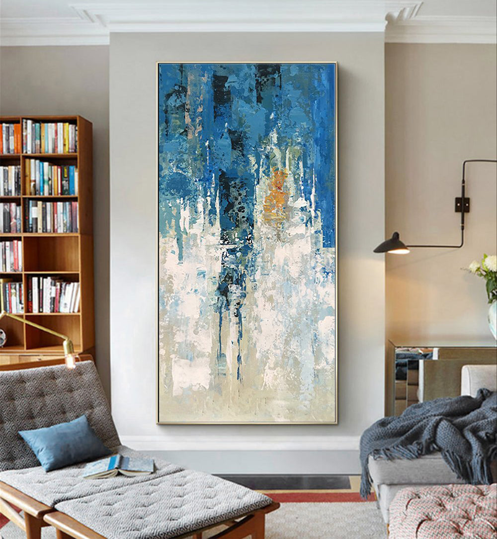 Abstract Blue Serenity: Captivating Oil Painting for Modern Decor