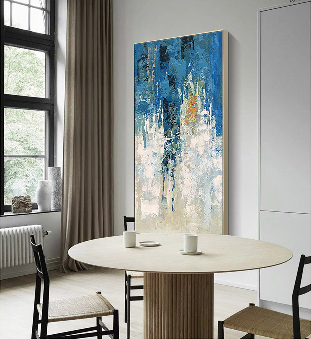 Abstract Blue Serenity: Captivating Oil Painting for Modern Decor
