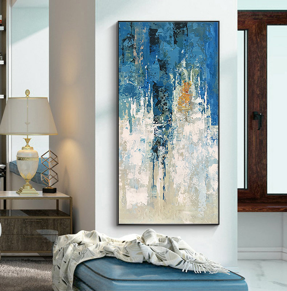 Abstract Blue Serenity: Captivating Oil Painting for Modern Decor