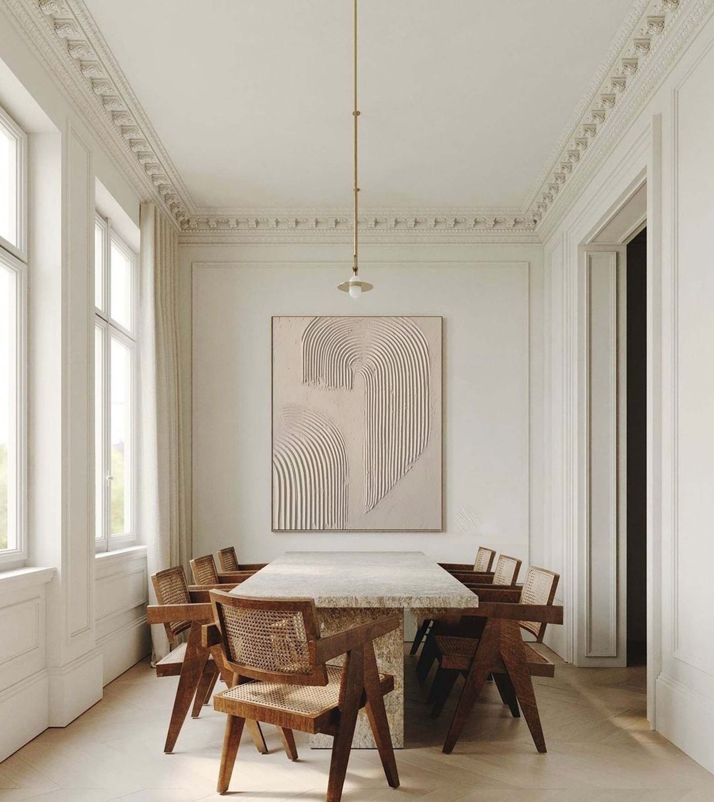 Beige and Brown Modern Abstract Oil Painting for Elegant Home Decor