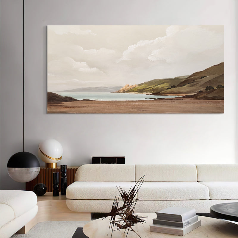 Quaint Lakeside Coast Autumn Hills Oil Painting 153CW