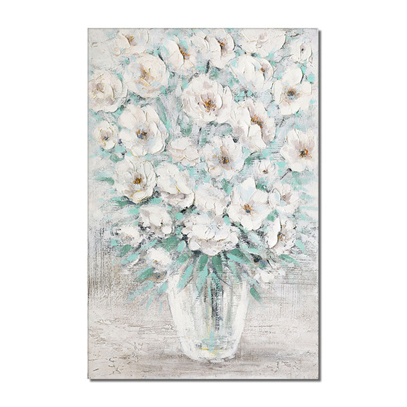 Elegant White Camellias in a Glass Vase - Stunning Floral Oil Painting for Home Décor