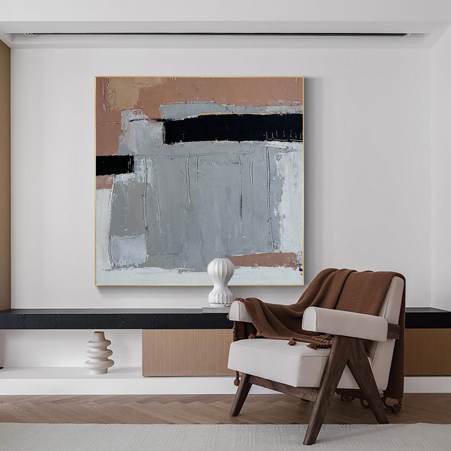 Contemporary Minimalism: Modern Abstract Oil Painting for Elegant Home Décor