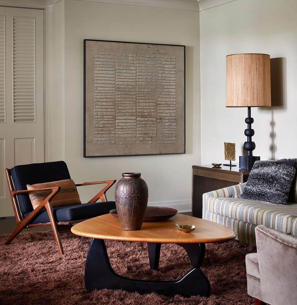 Contemporary Abstract Oil Painting with Textured Layers and Neutral Tones
