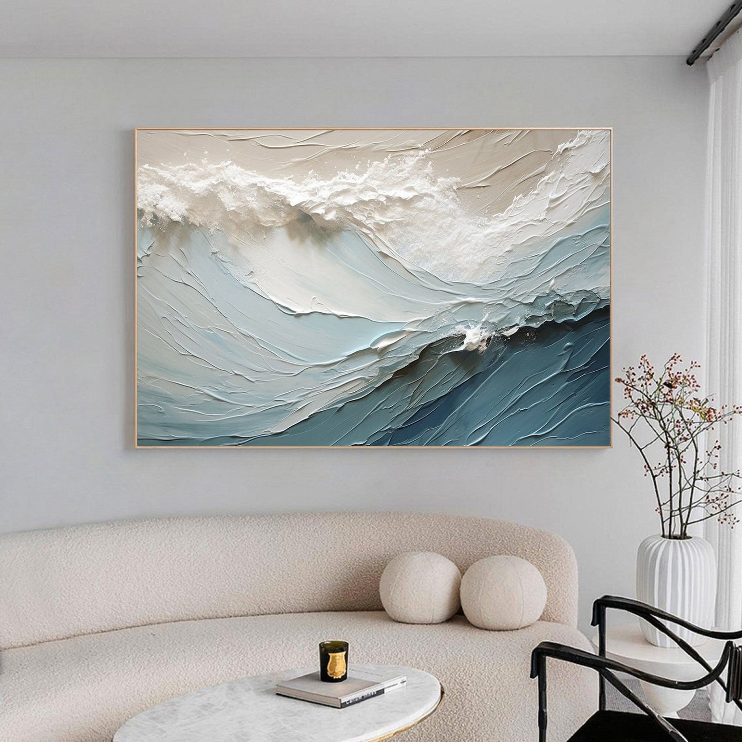 Serene Ocean Waves Oil Painting for Tranquil Home Decor and Relaxing Spaces