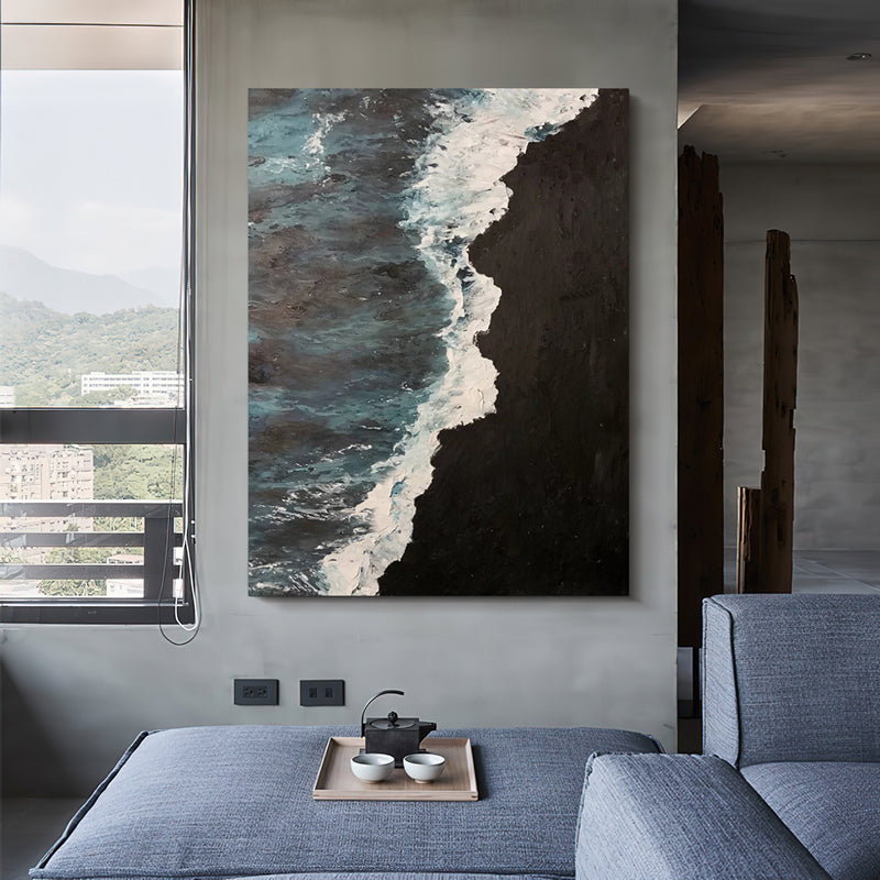 Coast Waves California Style Dark Beach Oil Painting 165PW