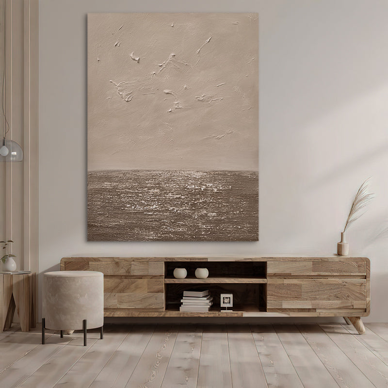 Autumn Sunset Sepia Toned Beach Waves Ocean Oil Painting 166PW