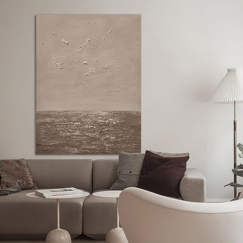 Autumn Sunset Sepia Toned Beach Waves Ocean Oil Painting 166PW