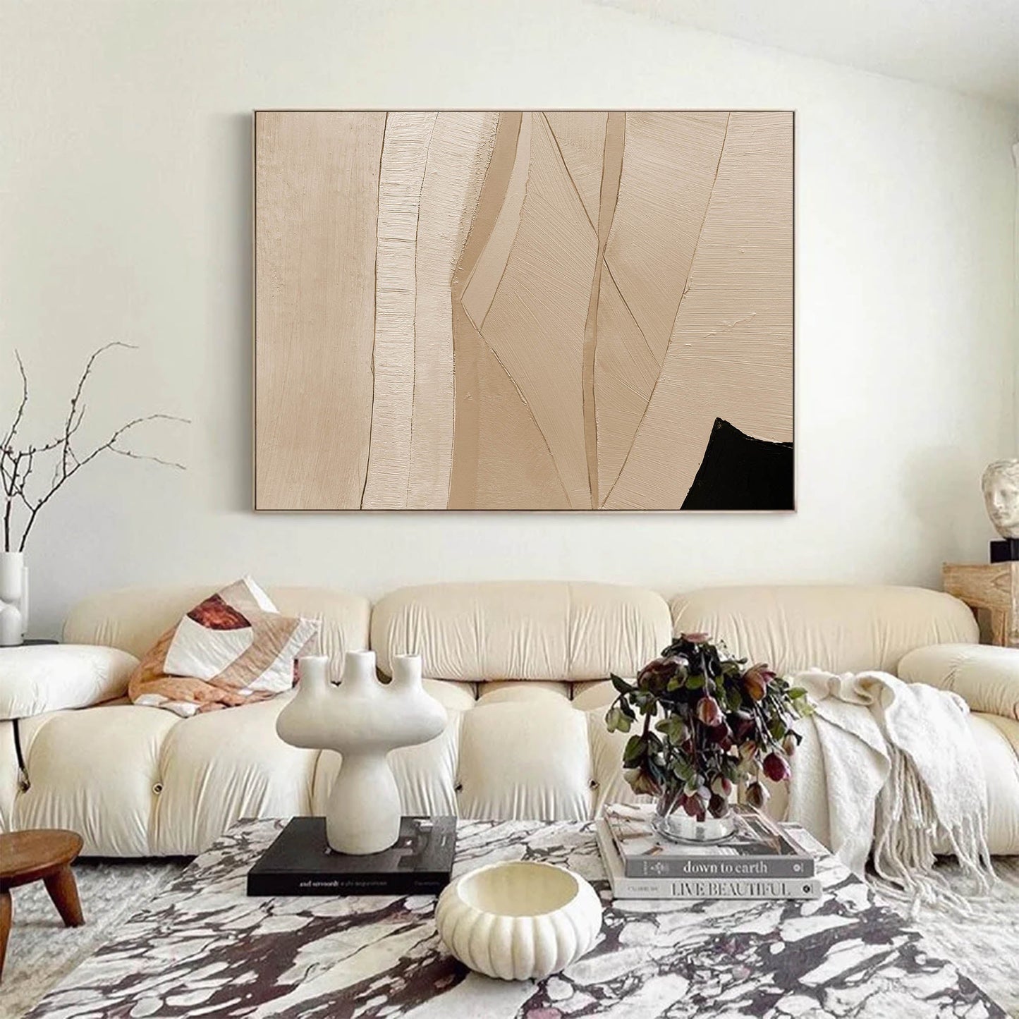 Elegant Minimalist Geometric Oil Painting for Modern Home Decor