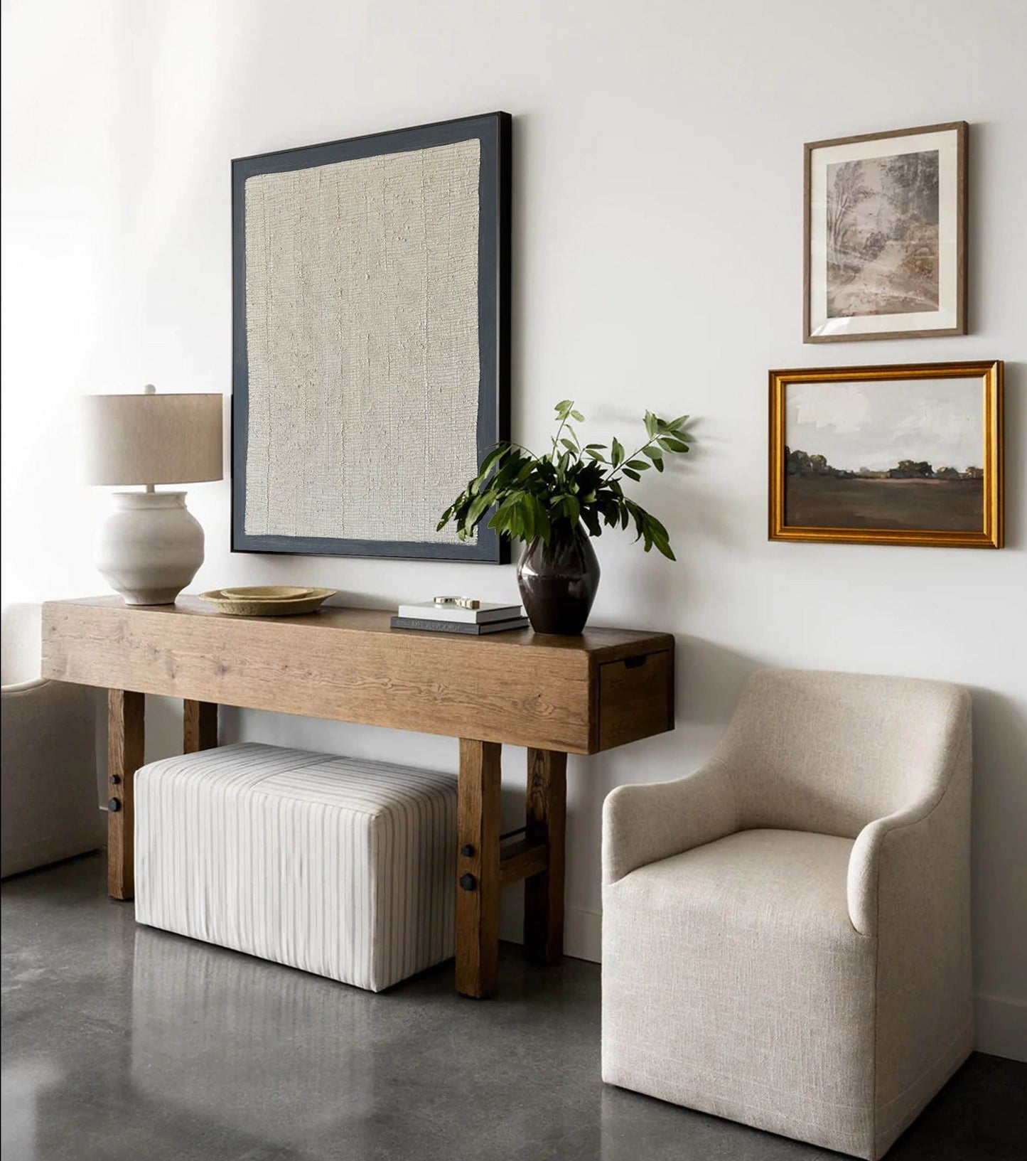 Elegant Minimalist White Texture Oil Painting for Modern Home Decor