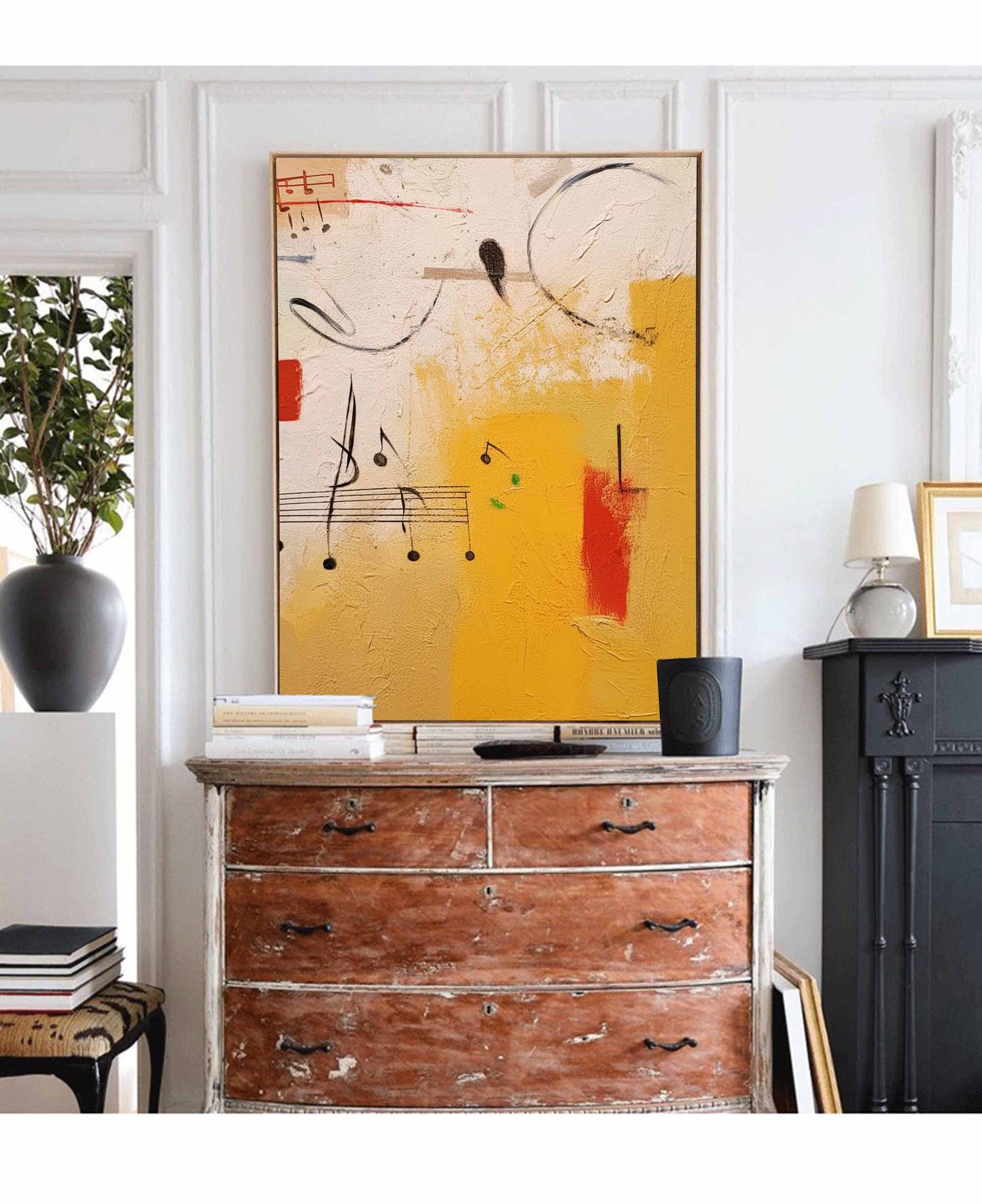 Colorful Abstract Musical Notes Oil Painting for Home Decor