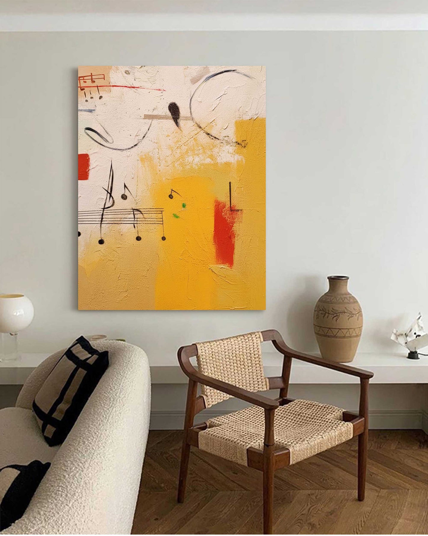 Colorful Abstract Musical Notes Oil Painting for Home Decor