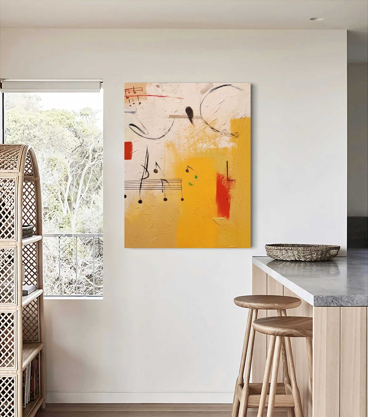 Colorful Abstract Musical Notes Oil Painting for Home Decor