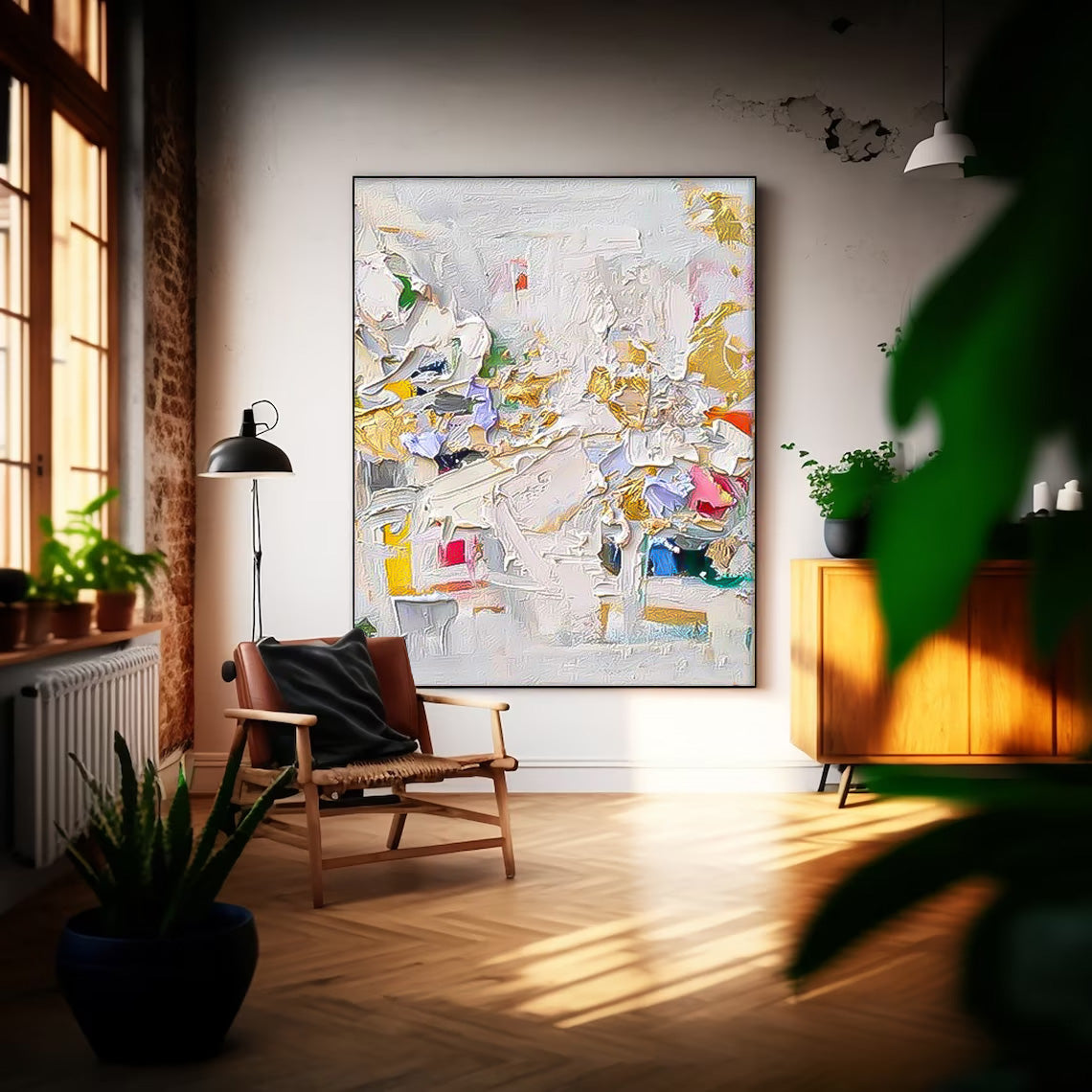 Colorful Abstract Oil Painting for Modern Home Décor and Artistic Inspiration