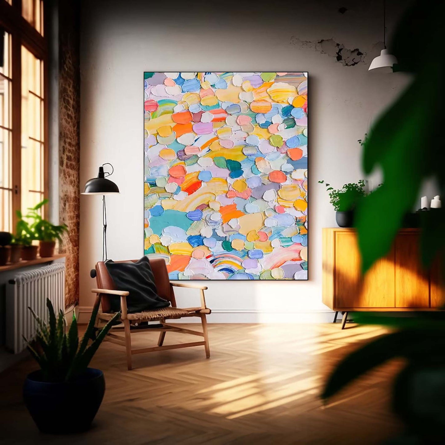 Colorful Abstract Oil Painting for Modern Home Decor and Art Enthusiasts