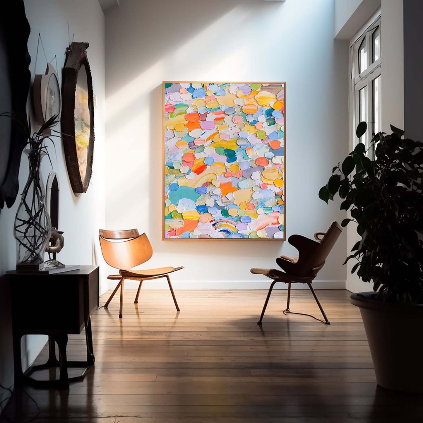 Colorful Abstract Oil Painting for Modern Home Decor and Art Enthusiasts