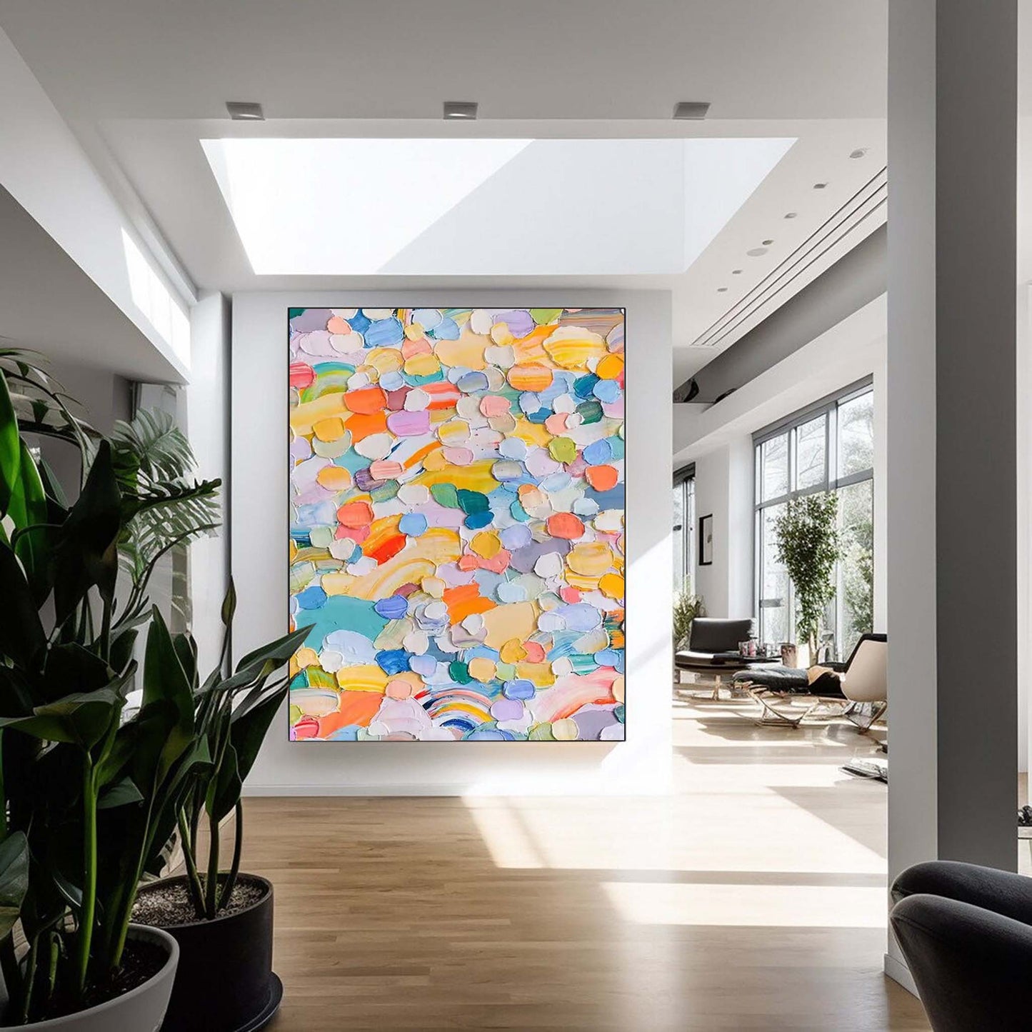 Colorful Abstract Oil Painting for Modern Home Decor and Art Enthusiasts
