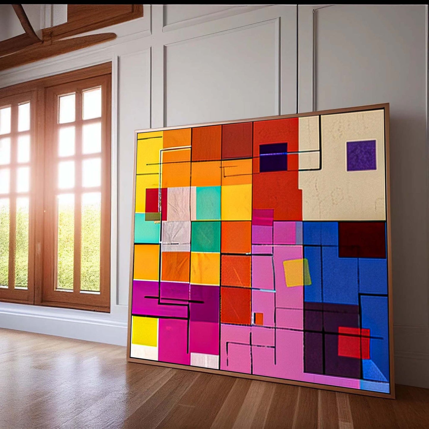 Vibrant Abstract Geometric Canvas Art for Modern Home Decor and Unique Wall Aesthetic
