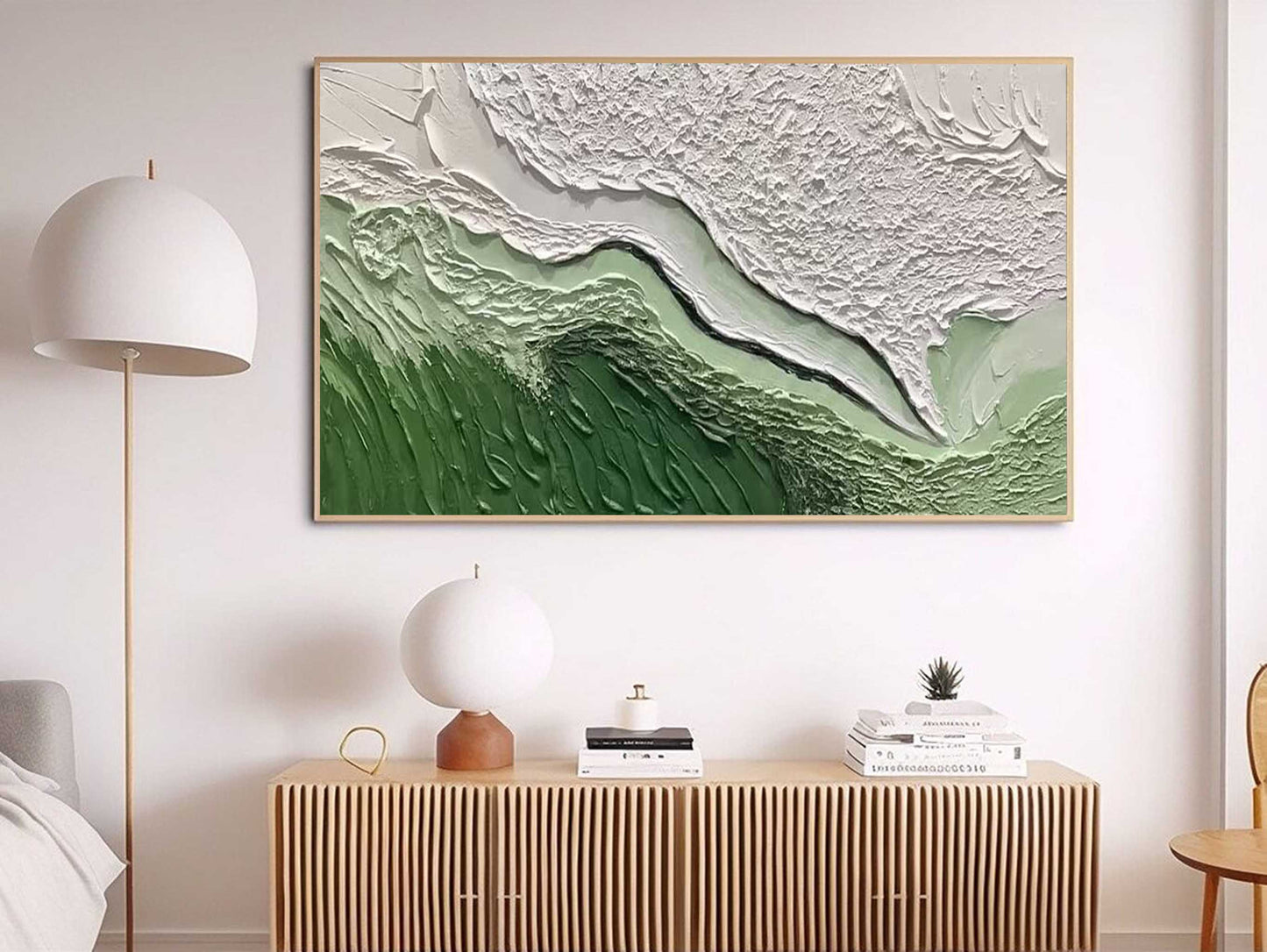Coastal Serenity: Abstract Ocean Waves and Beach Landscape Oil Painting Art