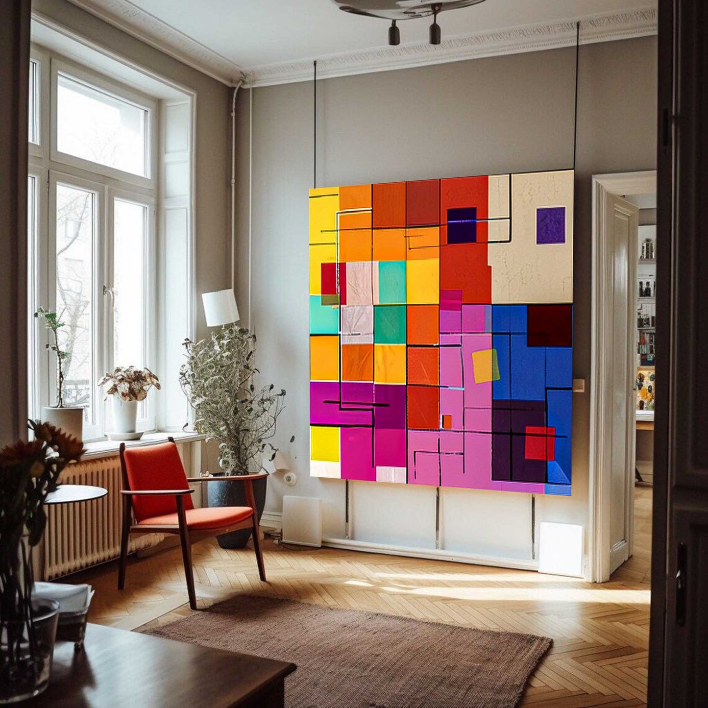 Vibrant Abstract Geometric Canvas Art for Modern Home Decor and Unique Wall Aesthetic