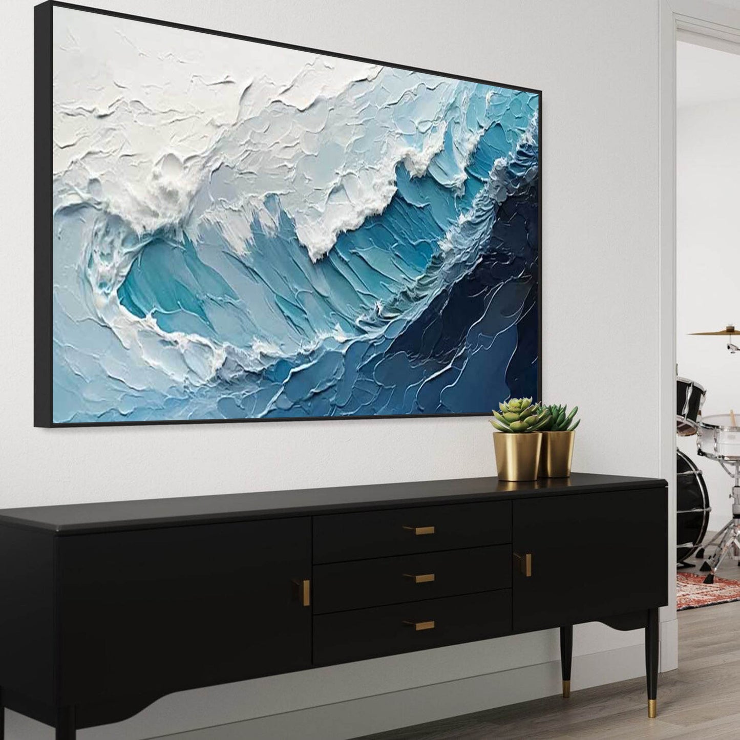 Serene Ocean Waves Oil Painting for Coastal Home Decor