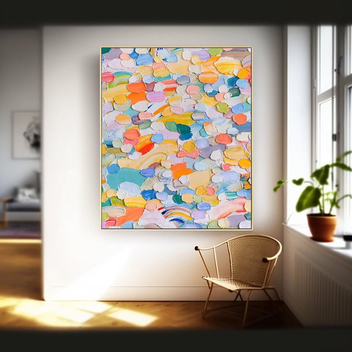 Colorful Abstract Oil Painting for Modern Home Decor and Art Enthusiasts