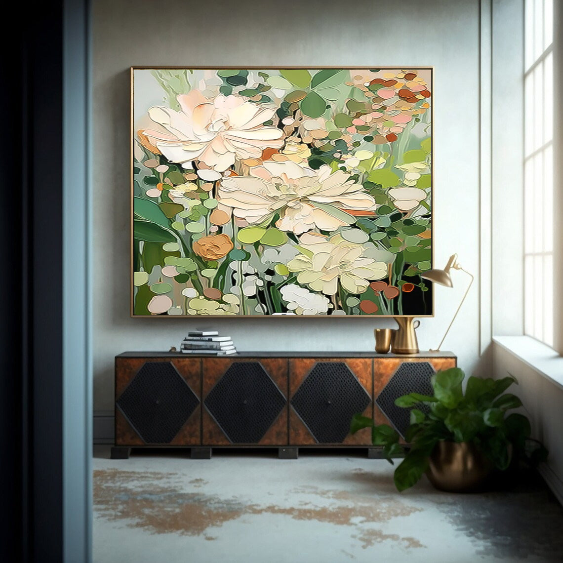 Elegant Floral Oil Painting for Bright and Cheerful Home Decor