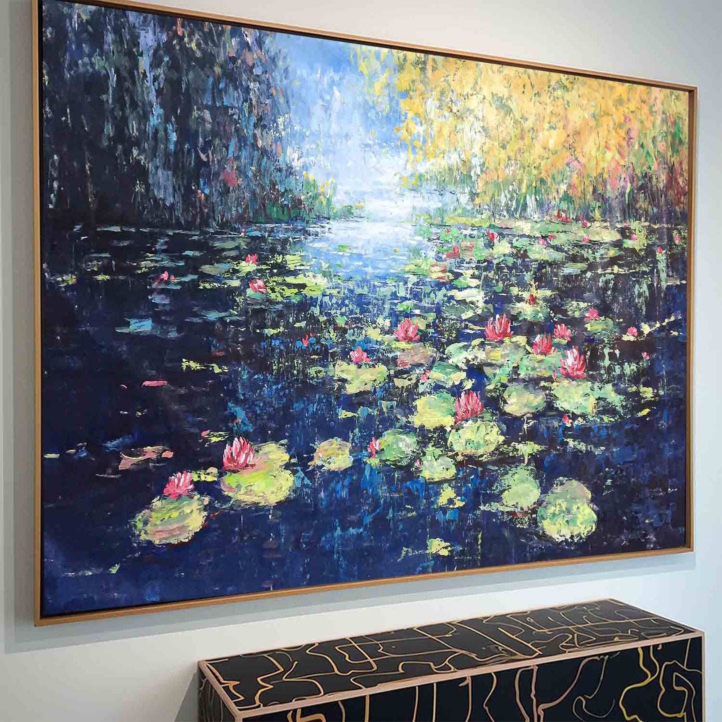 Serene Water Lilies Oil Painting for Elegant Home Décor