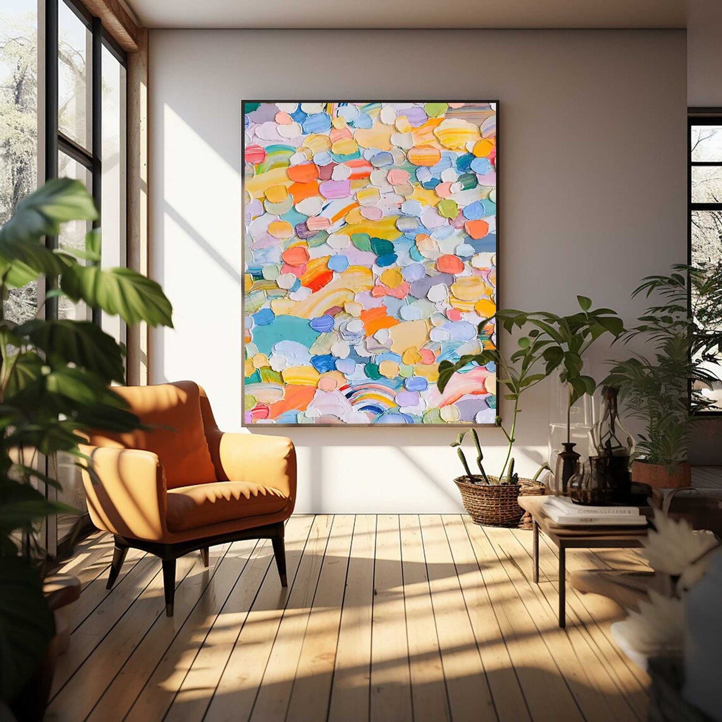 Colorful Abstract Oil Painting for Modern Home Decor and Art Enthusiasts