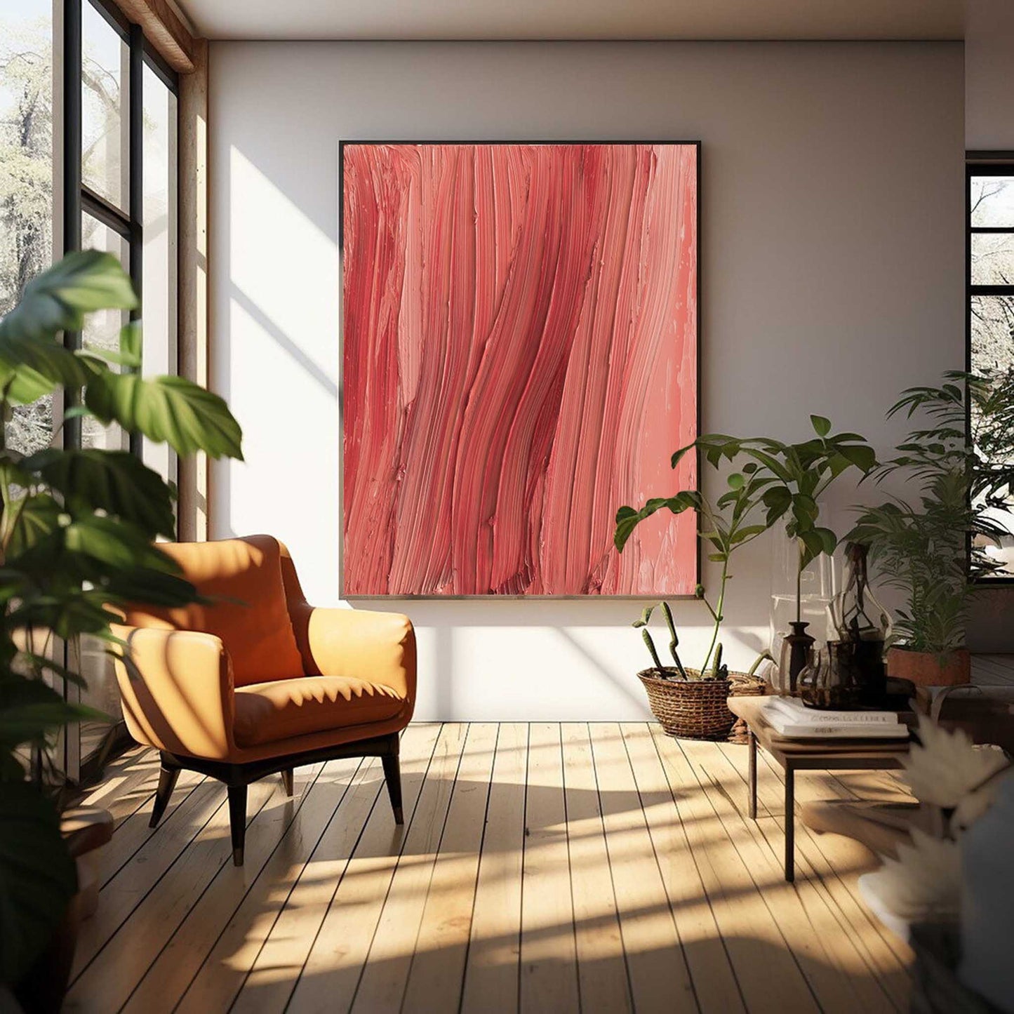 Contemporary Abstract Oil Painting in Warm Earthy Tones for Modern Decor