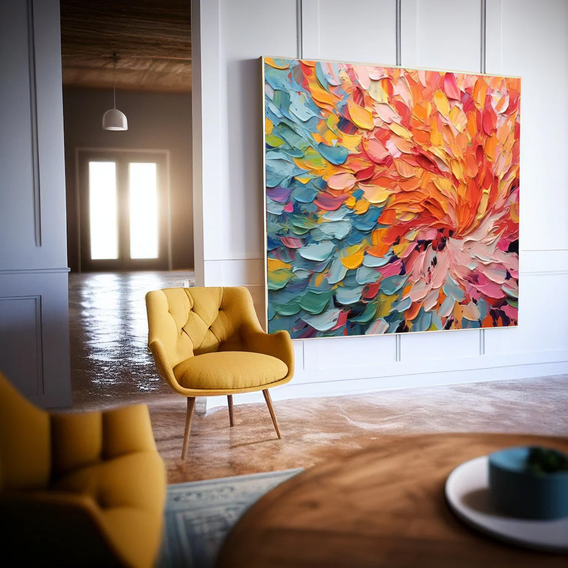 Colorful Abstract Swirl Oil Painting for Vibrant Home Decor and Art Collection