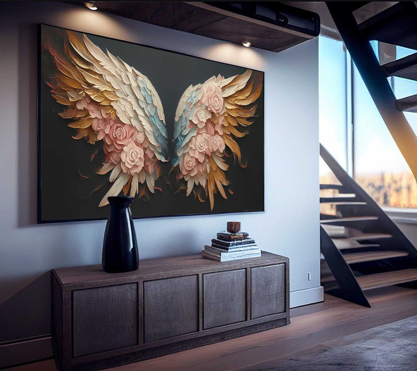 Elegant Floral Winged Artwork for Home Decor