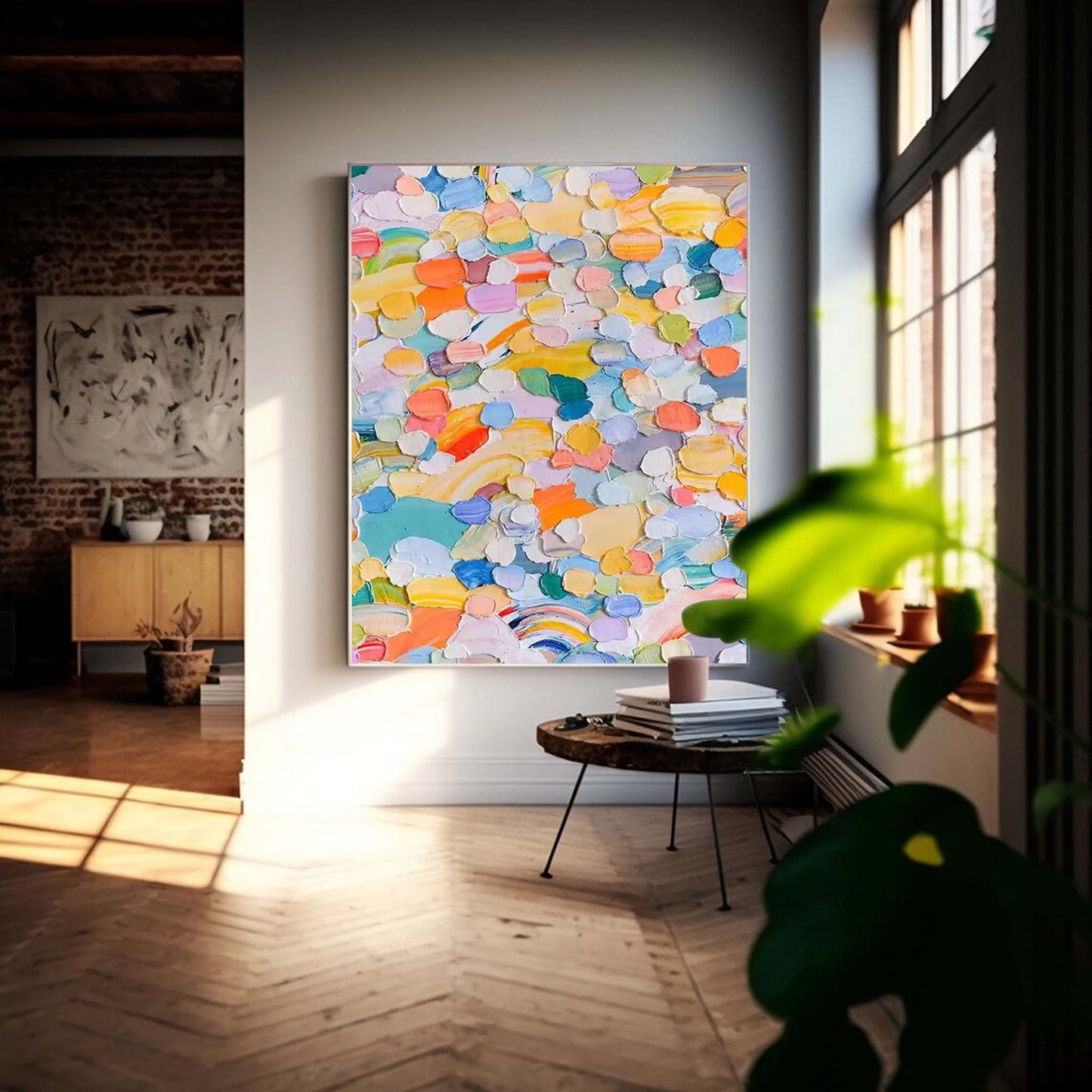Colorful Abstract Oil Painting for Modern Home Decor and Art Enthusiasts