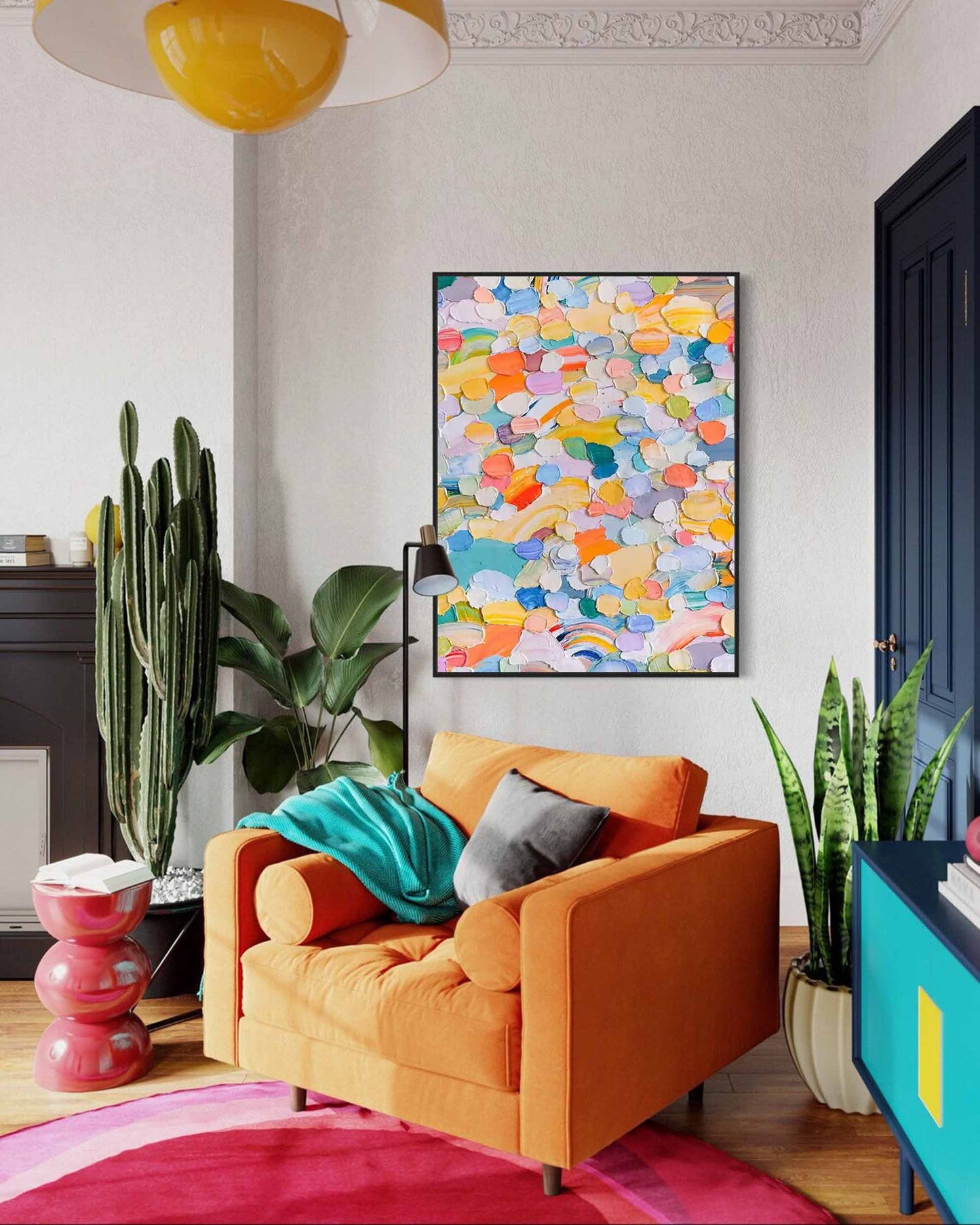 Colorful Abstract Oil Painting for Modern Home Decor and Art Enthusiasts