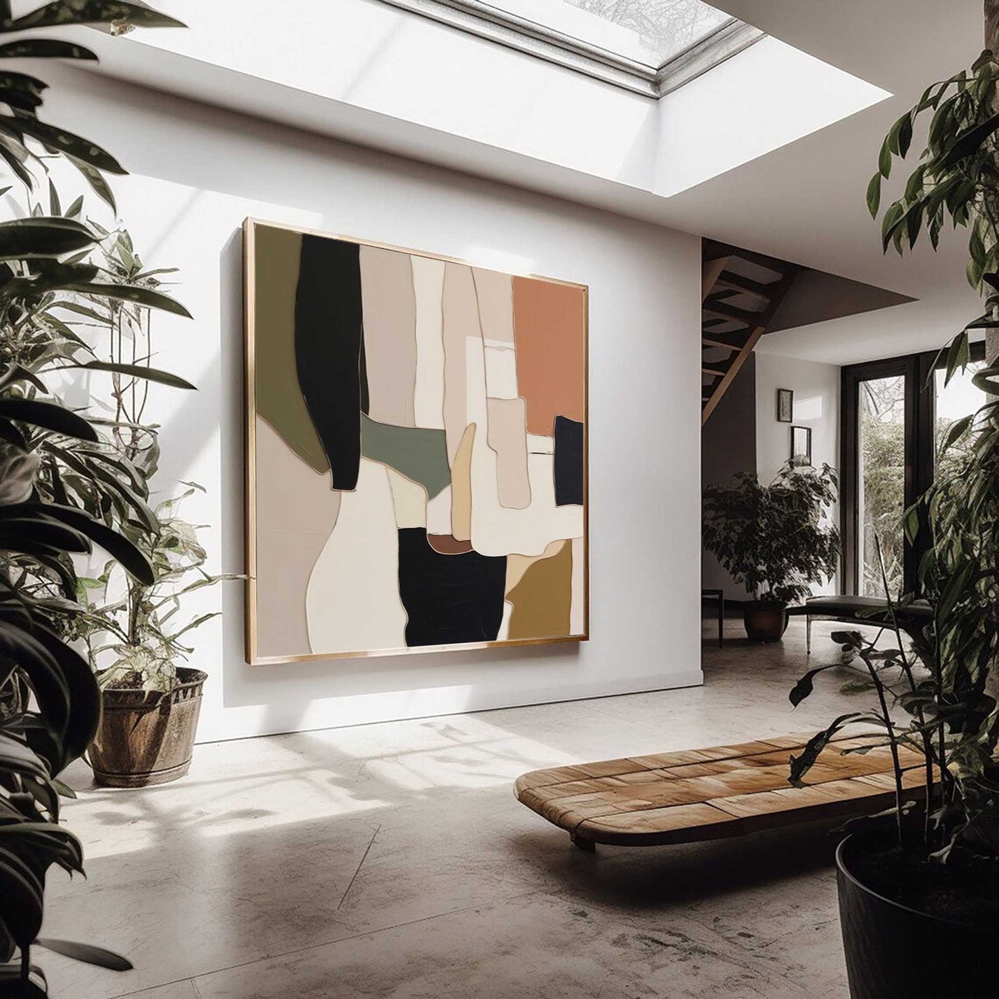 Contemporary Abstract Oil Painting with Earthy Tones for Modern Home Décor