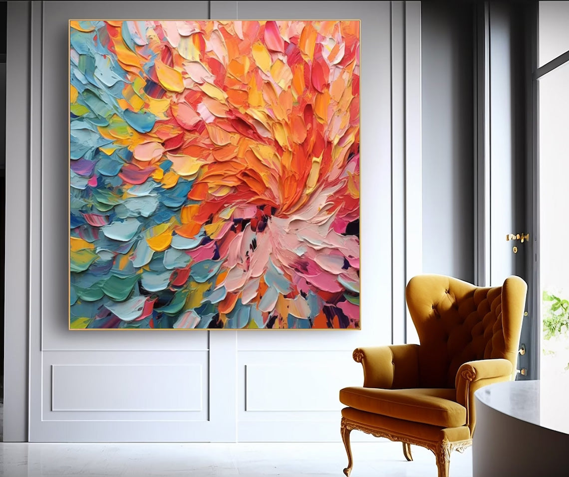 Colorful Abstract Swirl Oil Painting for Vibrant Home Decor and Art Collection
