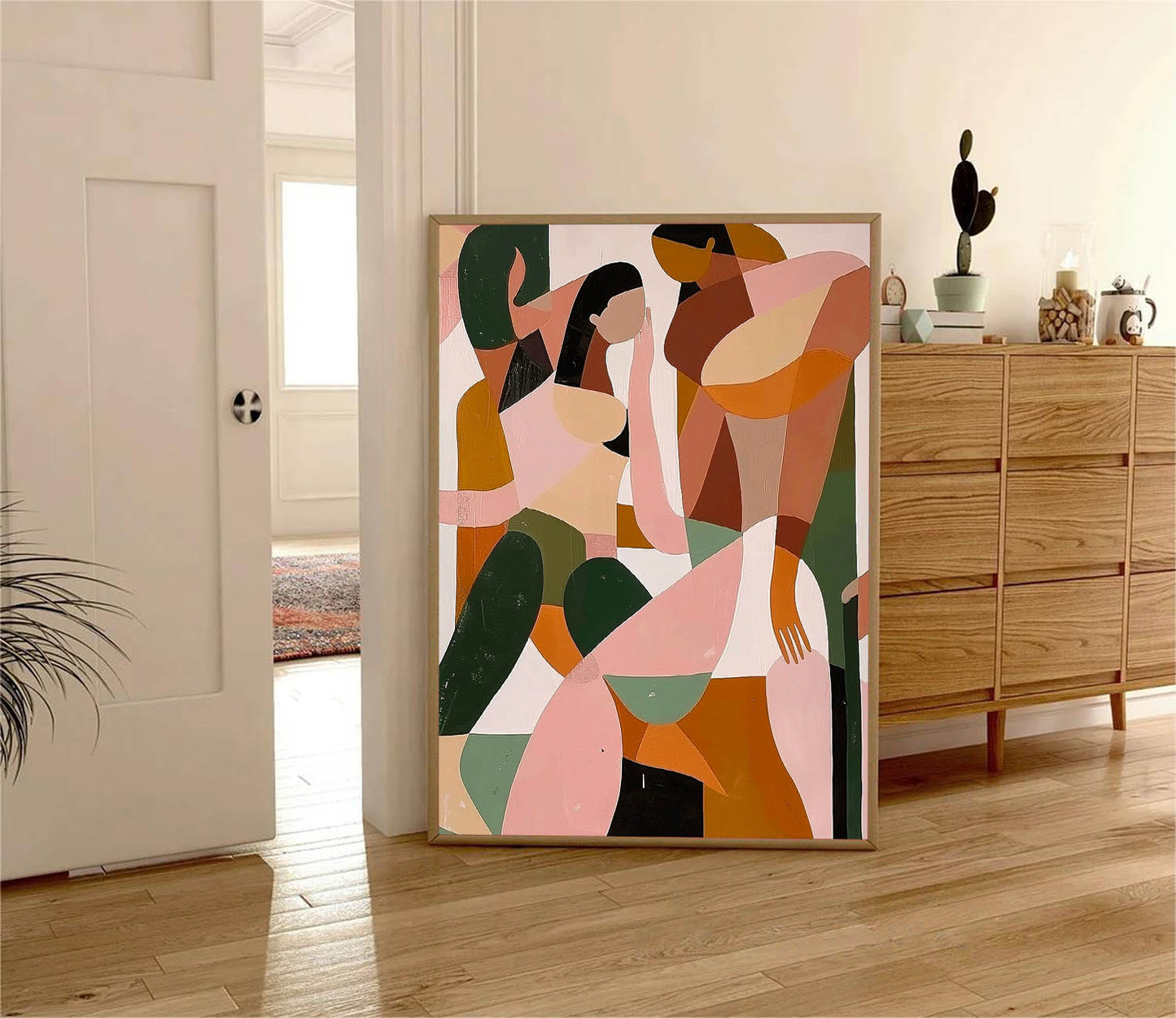 Colorful Abstract Oil Painting of Figures for Modern Home Decor