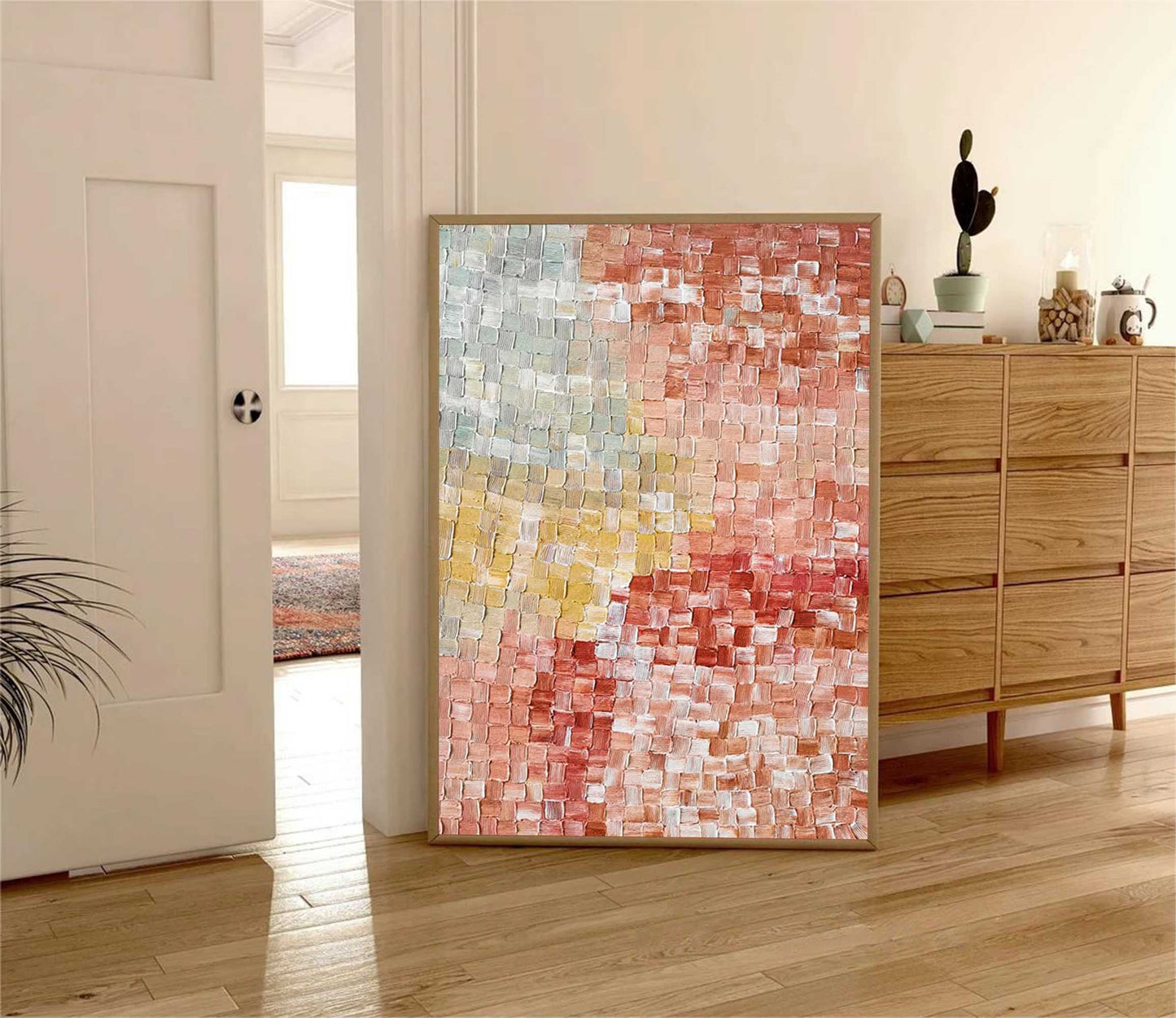 Colorful Abstract Oil Painting for Modern Home Decor and Wall Art